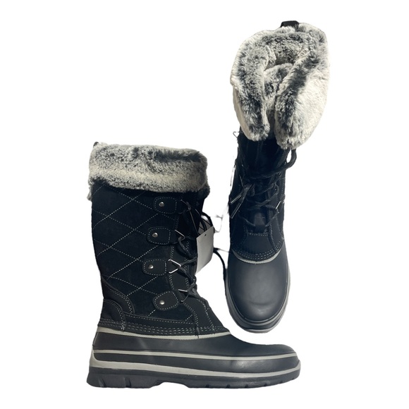 KHOMBU Ellie Black Suede Winter Boots in Black - NEW - Picture 5 of 5